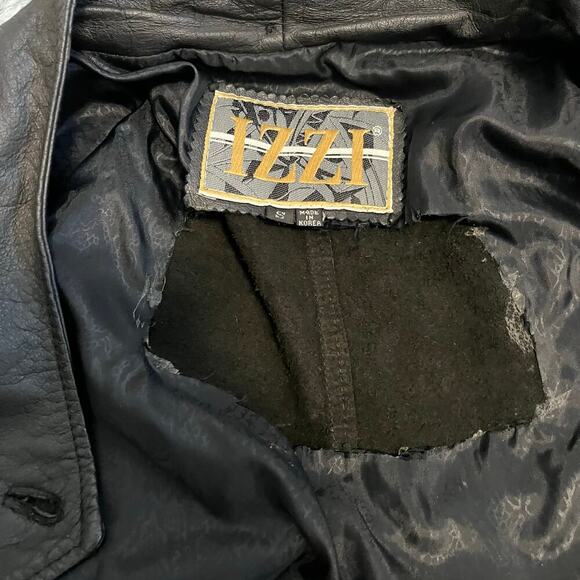 Vintage Izzi Soft Leather Black Trench Coat Women’s Small - Picture 5 of 8